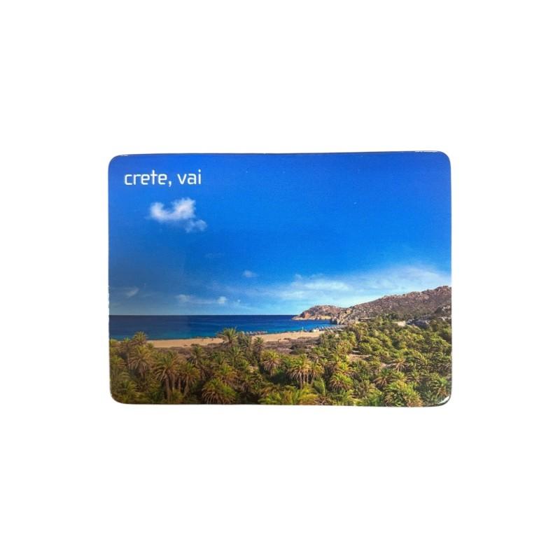 Magnet souvenir de Crète-Grèce "La palmeraie de Vai" 7,4x5,5 cm