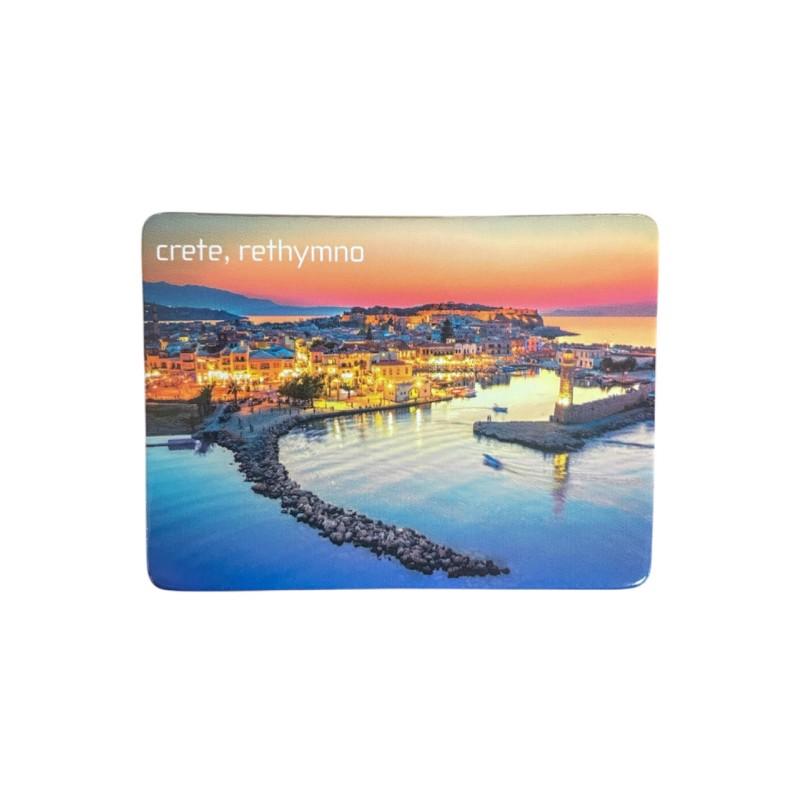 Magnet souvenir de Crète-Grèce "Réthymnon" 7,4x5,5 cm