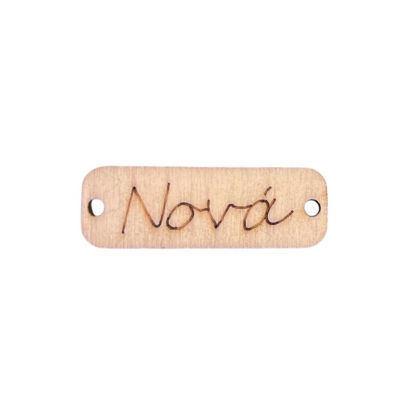Pendentif rectangle en bois NONA 'Marraine' 3,5x1,2