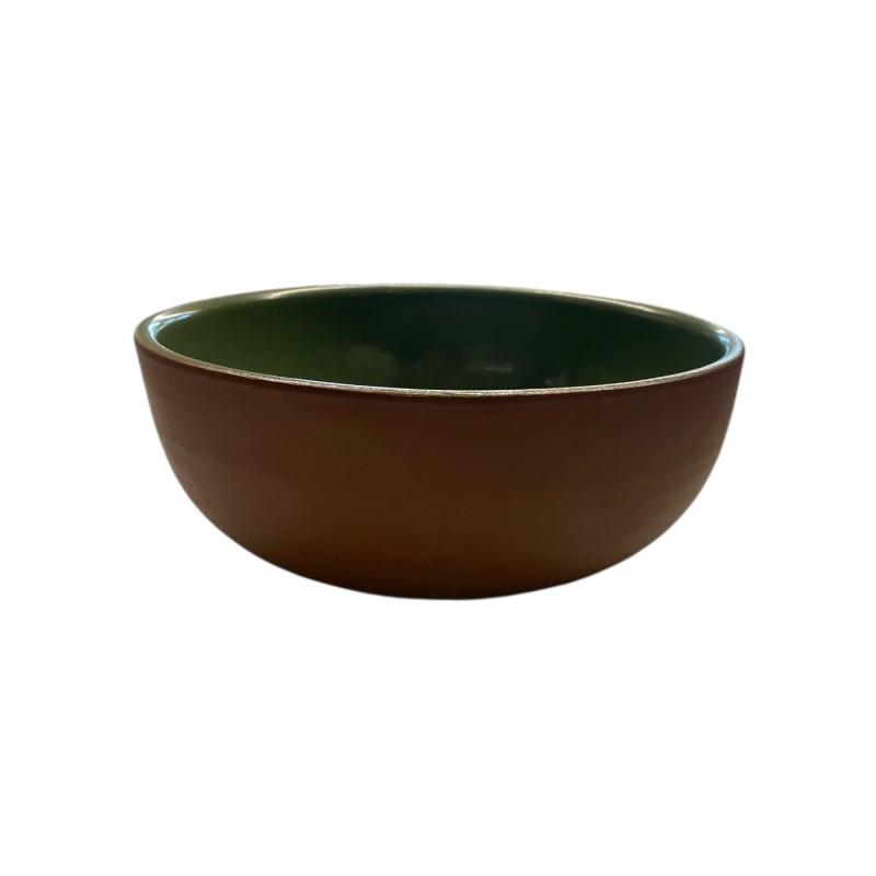 Saladier en terre cuite émaillée vert foncé ESPIEL 8x21x21 cm