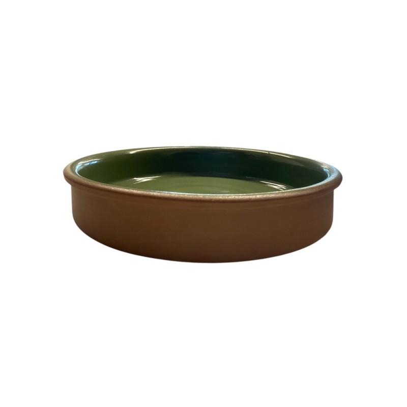 Plat rond en terre cuite émaillée vert foncé ESPIEL 4x21,5x21,5 cm