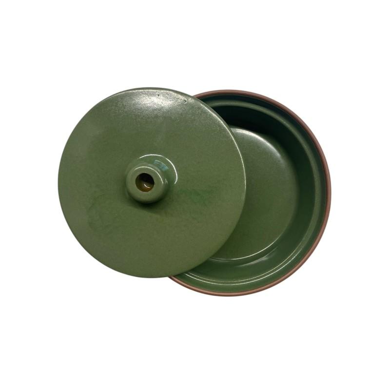 Cocotte individuelle en terre cuite émaillée verte foncé ESPIEL 6x14.5x14.5 cm