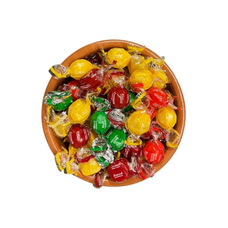 Caramels durs ronds citron menthe cannelle et nature (crystal) en vrac par 200 g