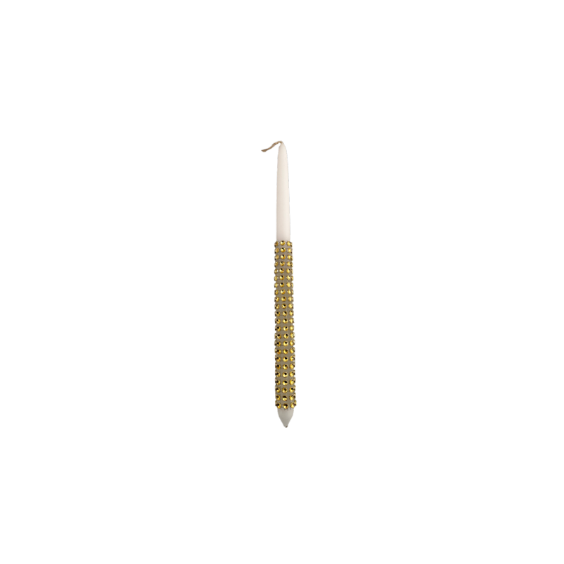 Bougie de Pâques artisanale de Grèce décorée à la main avec strass dorés - Lambada 42 cm