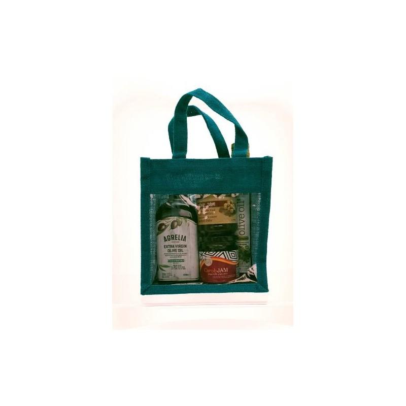 Sac de toile de jute Bleu foncé avec fenêtre20X13X20