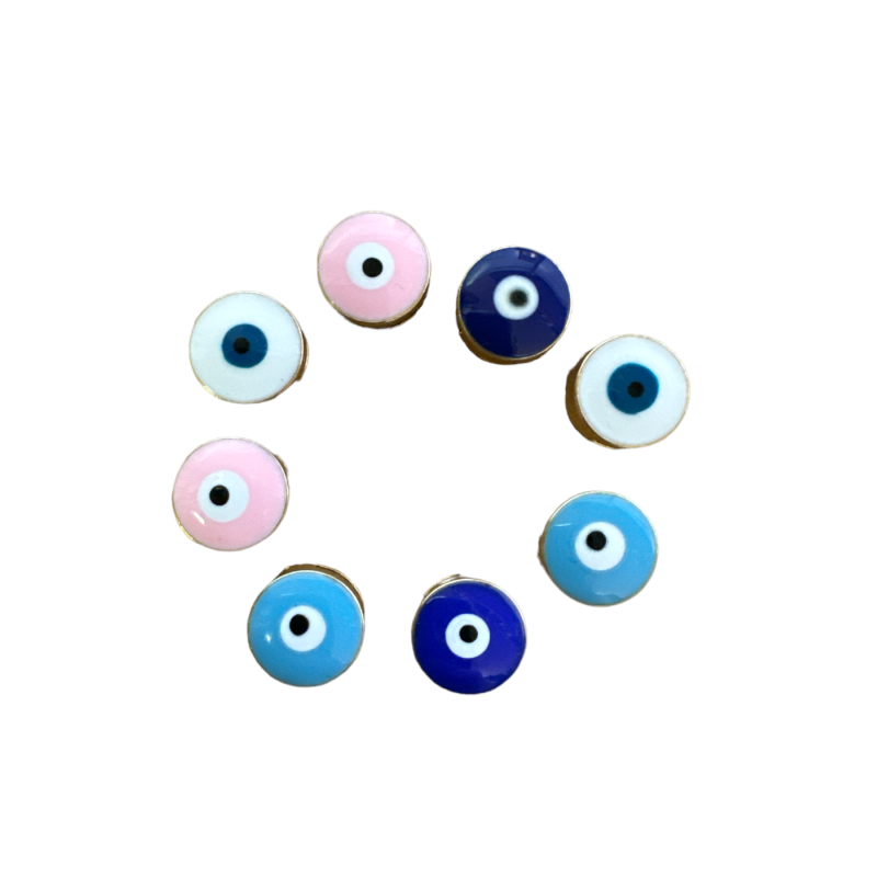 Perle-Pendentif Œil grec rond émaillé métal or 1,15 cm differentes couleurs