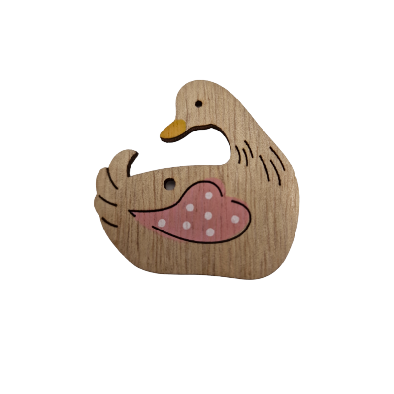 Canard en bois en rose à suspendre avec 2 trous 5 cm Canard en bois en rose à suspendre avec 2 trous 5 cm