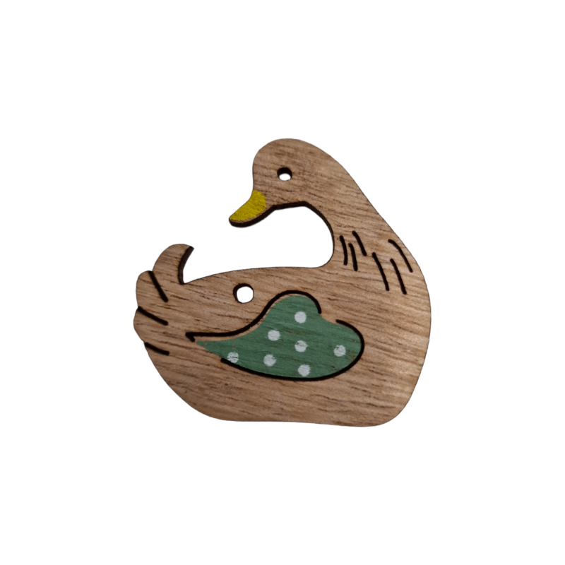 Canard en bois en bleu pétrole à suspendre avec 2 trous 5 cm Canard en bois en bleu pétrole à suspendre avec 2 trous 5 cm