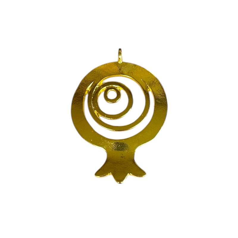 Pendentif grenade métallique en or 5 cm