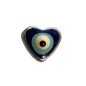 Perle en métal argent, mauvais œil émaillé en forme de cœur, de 8 mm