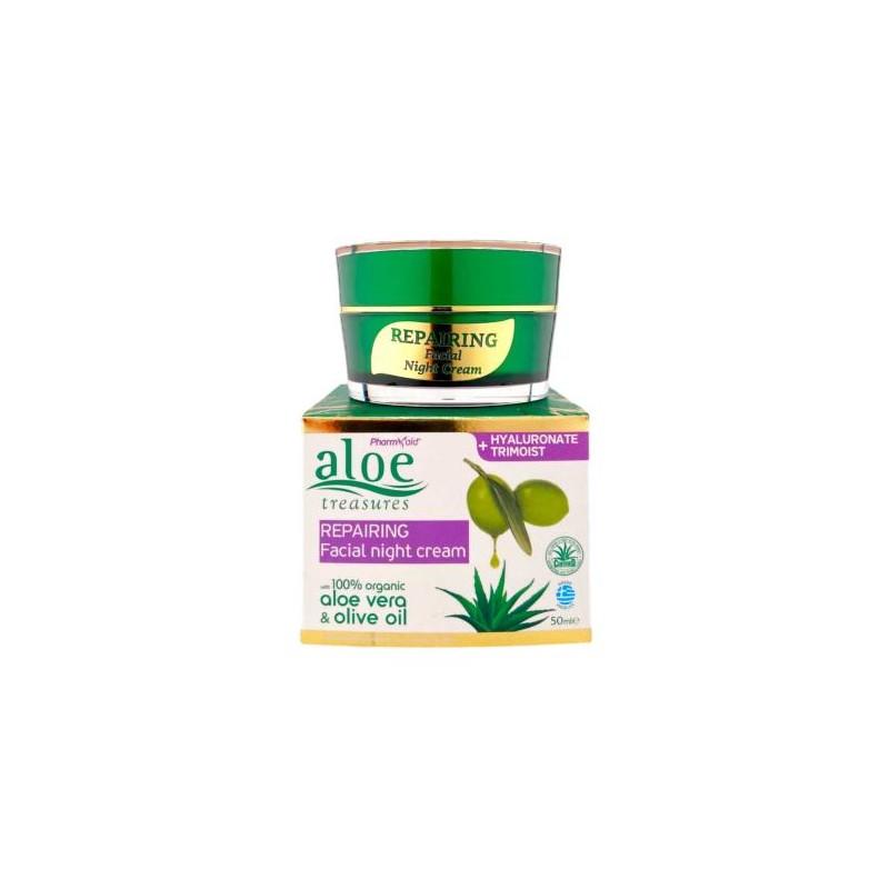 Crème de nuit anti-rides réparatrice à l'aloe vera et à l'huile d'olive 50 ml