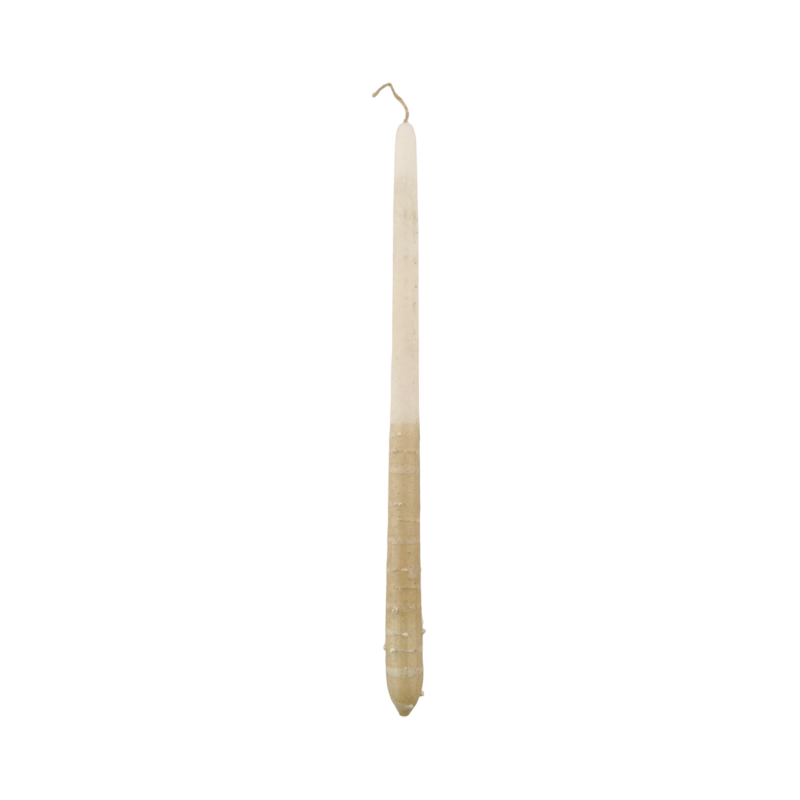 Bougie avec poignée décorée en blanc et paillettes