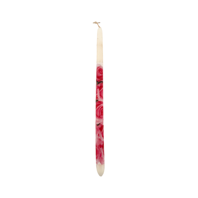 Bougie de Pâques imprimé roses - Lambada 42 cm Bougie de Pâques imprimé roses - Lambada 42 cm