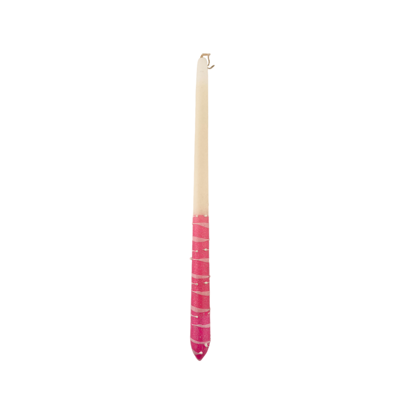 Bougie de Pâques avec poignée rose pailleté - Lambada 42 cm