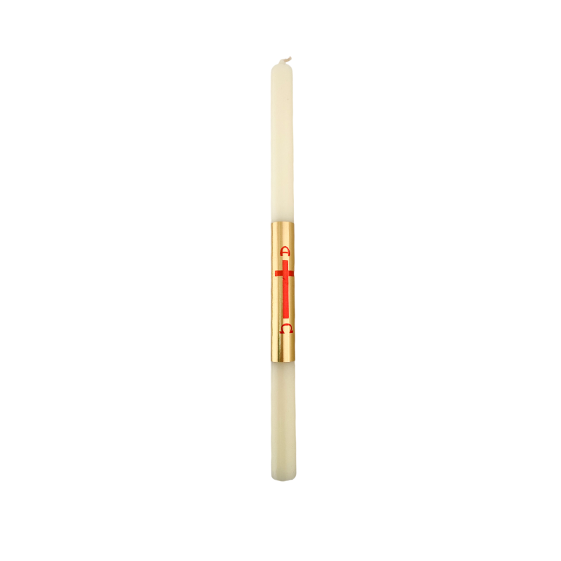 Bougie de Pâques artisanale de Grèce avec imprimé croix - Lambada 36 cm
