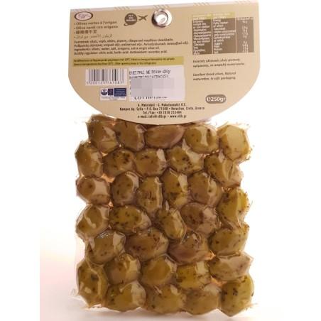 Olives grecques vertes à l'origan BIO en sous vide PETROMILOS 250 g
