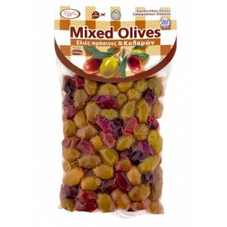 Olives mixtes grecques, vertes et noires, en sous vide ELLIE 500 g