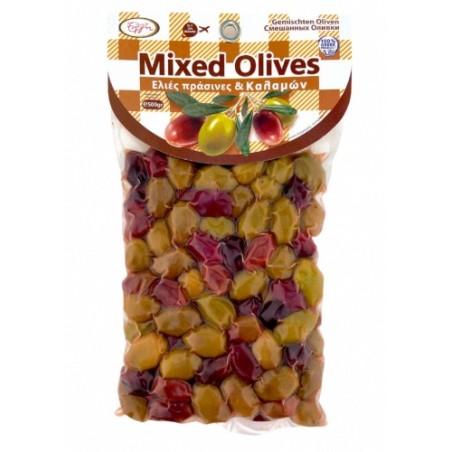 Olives mixtes grecques, vertes et noires, en sous vide ELLIE 500 g