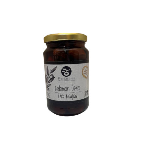 Olives noires Kalamon de Kalamata naturelles en bocal PREMIUM CRETE 190 g net