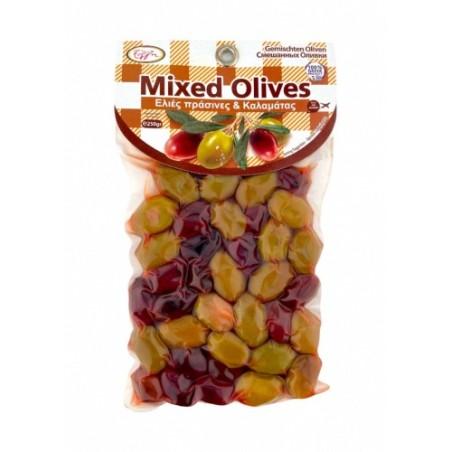 Olives mixtes grecques, vertes et noires, en sous vide ELLIE 250 g