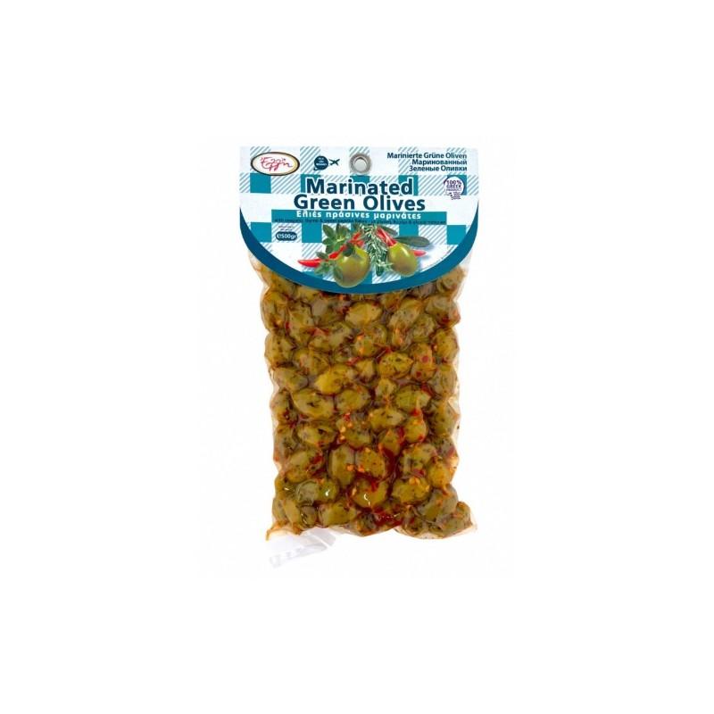 Olives vertes grecques marinées au thym, piment et origan ELLIE 500 g